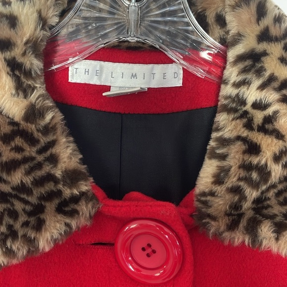 The Limited swing coat, red with leopard trim size small - Picture 3 of 10